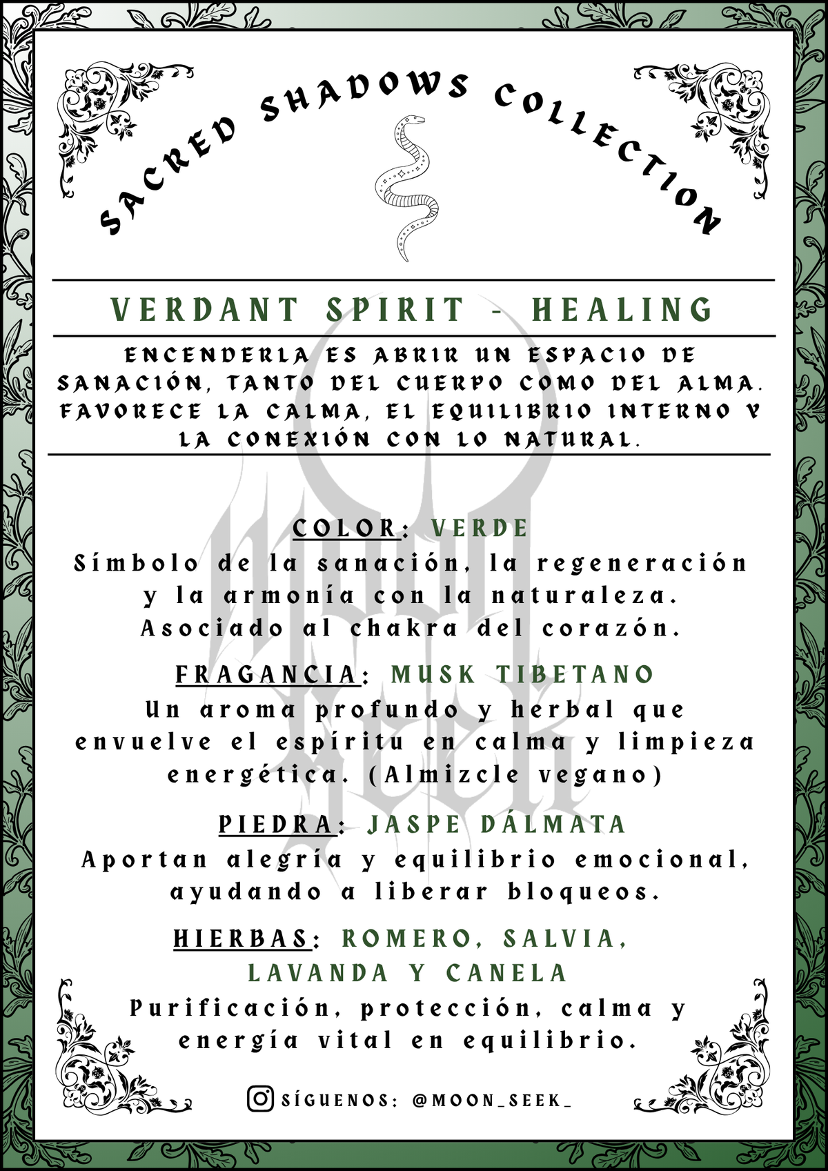 🌿VERDANT SPIRIT - Healing - Sacred Shadows Collection